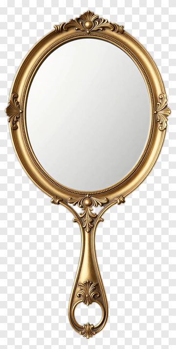 Ornate Gold Hand Mirror PNG