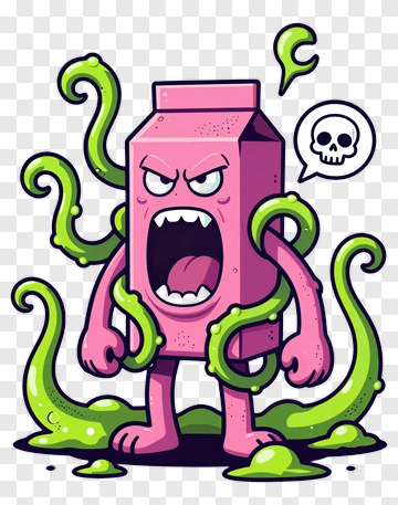 Angry Pink Milk Carton Monster PNG