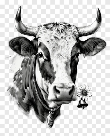 Bull With Flower And Bell PNG