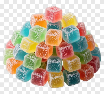 Colorful Gummy Candy Cubes PNG