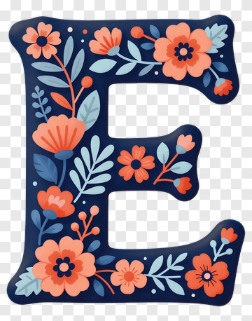 Floral Letter E Design PNG