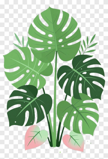 Monstera Leaf Tropical Plant Illustration PNG