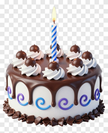 Birthday Cake With Blue Candle PNG