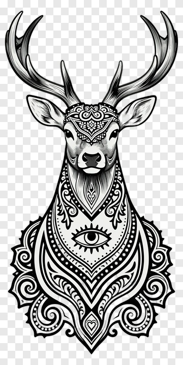 Decorative Deer With Mandala Design PNG