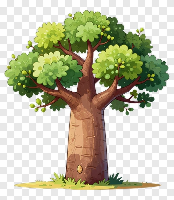 Baobab Tree With Green Foliage PNG