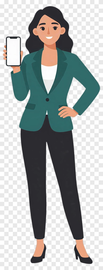 Businesswoman Holding Smartphone PNG