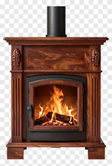 Wood Stove With Burning Fire PNG