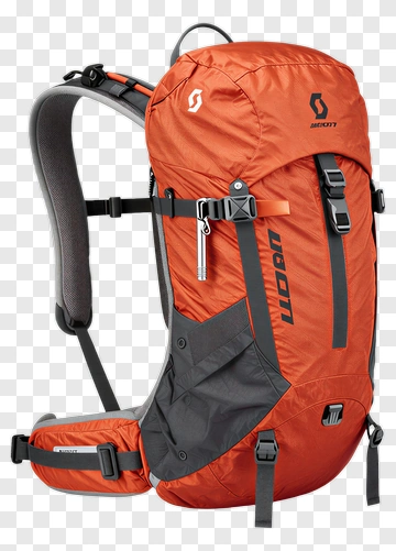 Orange Hiking Backpack With Gray Accents PNG