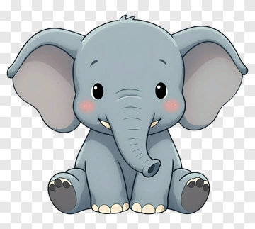 Cute Gray Elephant PNG