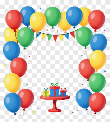 Colorful Balloons And Gifts For Party PNG
