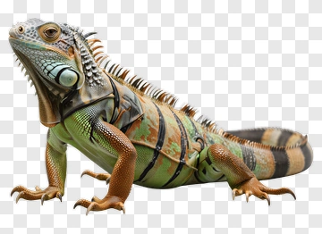 Green And Orange Iguana With Spine PNG