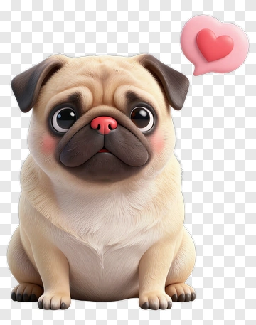 Cute Pug Dog With Heart PNG