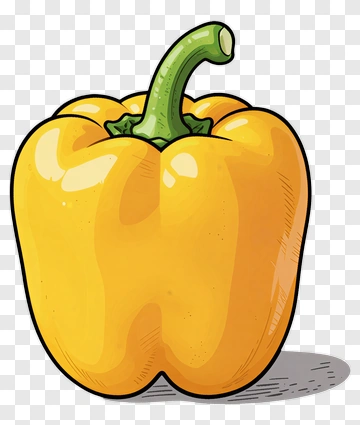 Yellow Bell Pepper With Green Stem PNG