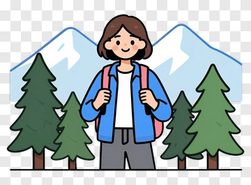 Hiker With Backpack In Forest PNG