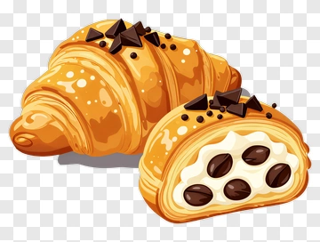 Chocolate Croissant With Cream And Chocolate Chips PNG
