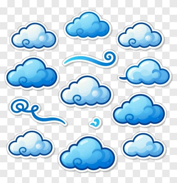 Blue Cloud Stickers Set PNG