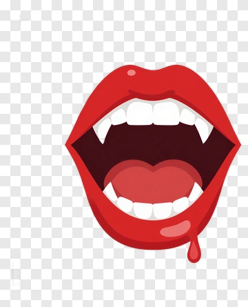Vampire Mouth With Fangs And Blood Droplet PNG