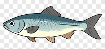 Cartoon Fish With Blue And White Scale Pattern PNG