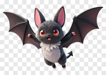 Cute Cartoon Bat Flying PNG
