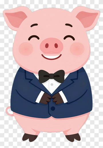Happy Pig In Business Suit PNG
