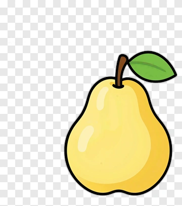 Yellow Pear With Green Leaf PNG