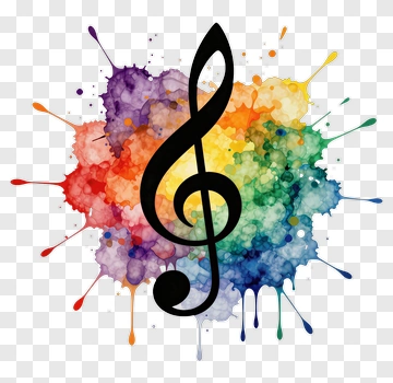 Treble Clef With Colorful Paint Splashes PNG