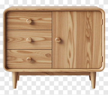 Wooden Cabinet With Drawers And Door PNG