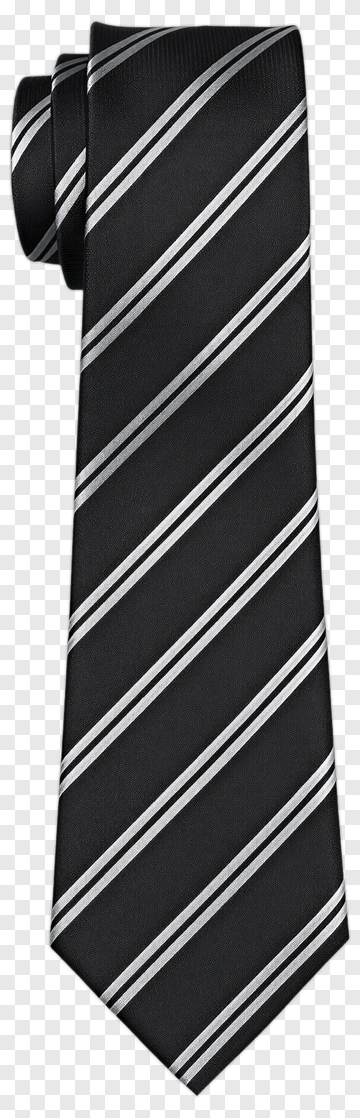 Black And White Striped Tie PNG