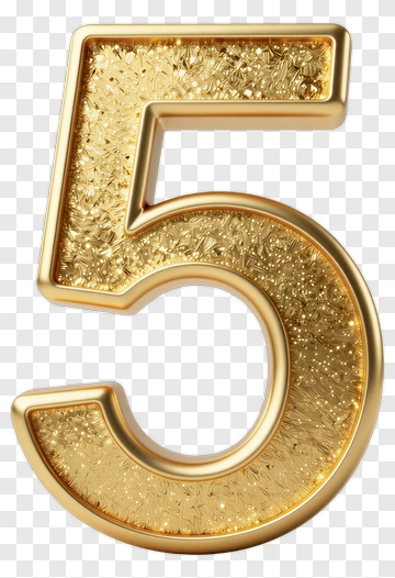 Golden Number Five With Sparkle Texture PNG