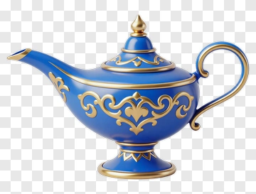 Blue Magic Lamp With Gold Accents PNG