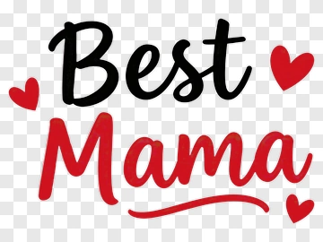 Best Mama With Red Hearts PNG