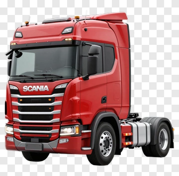 Red Scania Truck Front View PNG