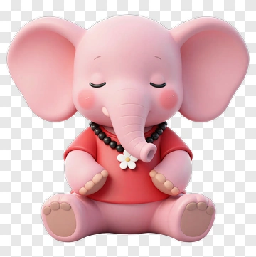 Cute Pink Elephant Figurine PNG