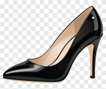 Black High Heel Shoe With Pointed Toe PNG
