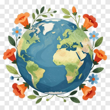 Earth Surrounded By Flowers PNG