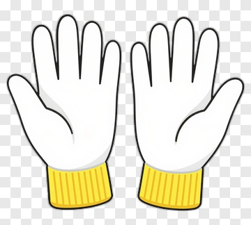 Pair Of White Gloves With Yellow Cuffs PNG