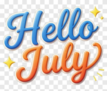 Hello July Greeting PNG