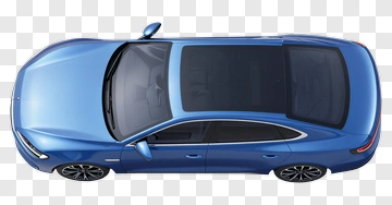 Blue Sedan Car Top View PNG