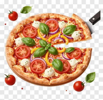 Vegetable Pizza With Fresh Ingredients PNG