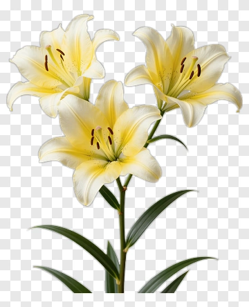 Three Yellow Lily Blossoms PNG