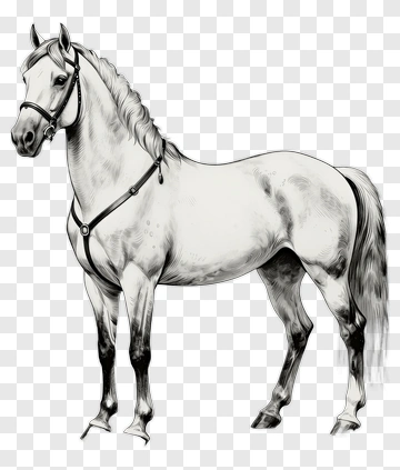 Hand Drawn Horse With Bridle PNG