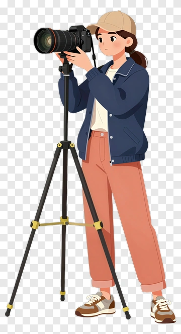 Photographer With Camera And Tripod PNG