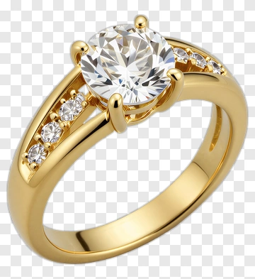 Gold Diamond Engagement Ring PNG