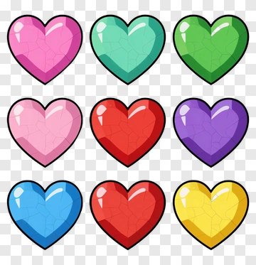 Colorful Cracked Heart Gems PNG