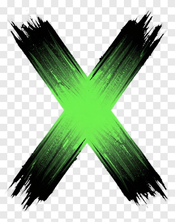 Hand-drawn Letter X With Green And Black Brushstroke PNG