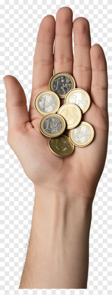 Hand Holding Euro Coins PNG
