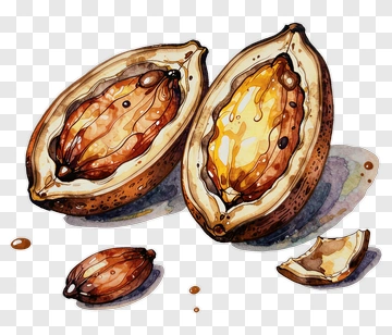 Cocoa Pod And Bean Watercolor PNG