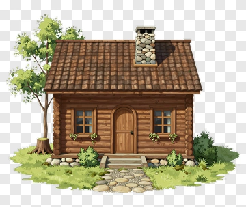 Rustic Log Cabin With Tree PNG