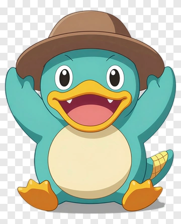 Happy Cartoon Penguin In Hat PNG