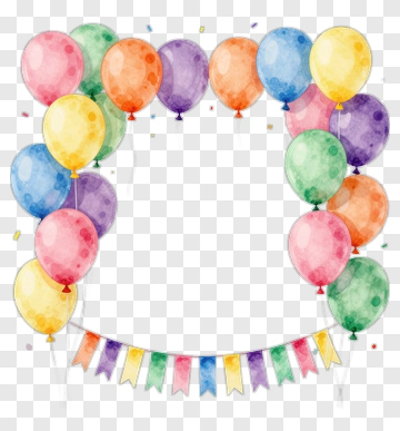 Colorful Watercolor Balloons And Banner PNG